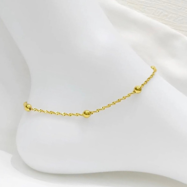 Gelang kaki gold rantai tambang lilit boba mirip emas