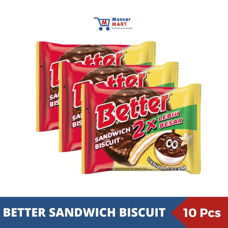 

Better Sandwich Biskuit | Better Vanila Cream Renceng Isi 10 Pcs