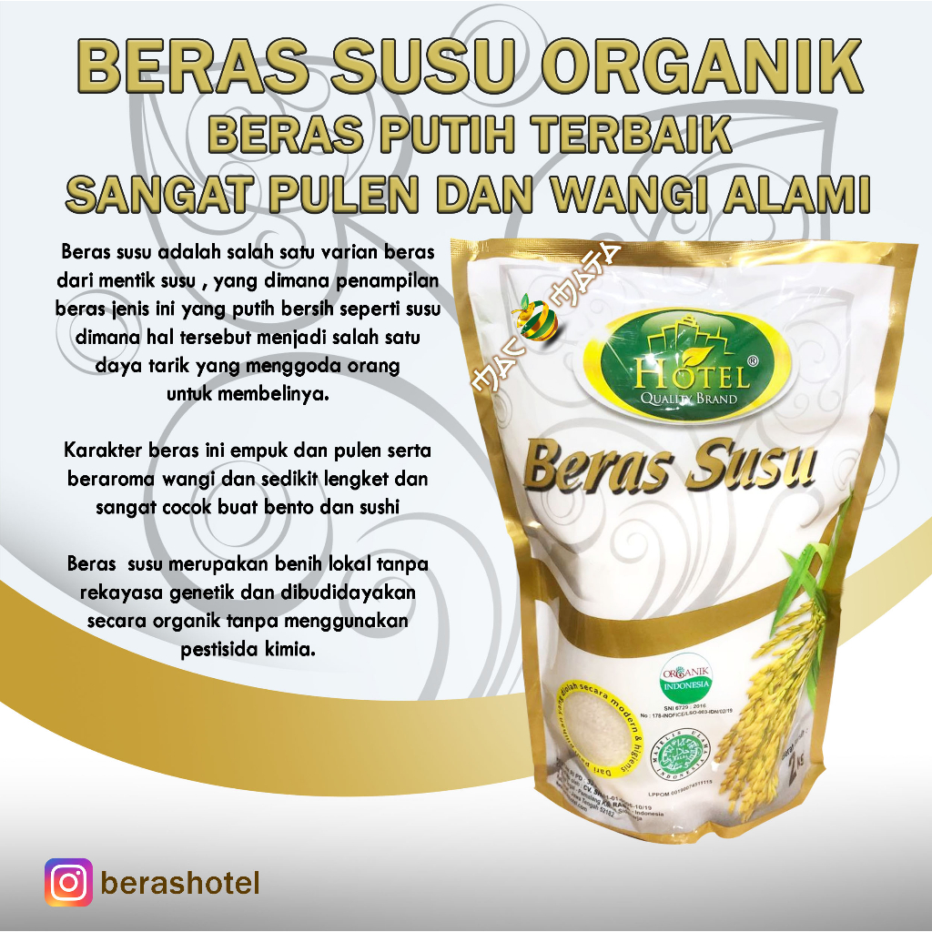 

Beras Susu HOTEL Organik 2kg - BERAS HOTEL Organik Susu - Beras Organik Susu HOTEL - Beras Susu Organik 2kg - Beras Mentik Susu 2 kg