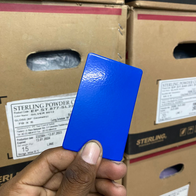 Bubuk powder coating biru BCA eceran (1/2kg)