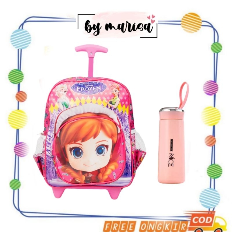 Tas Troli Anak Tas Roda Anak perempuan terbaru motif frozen
