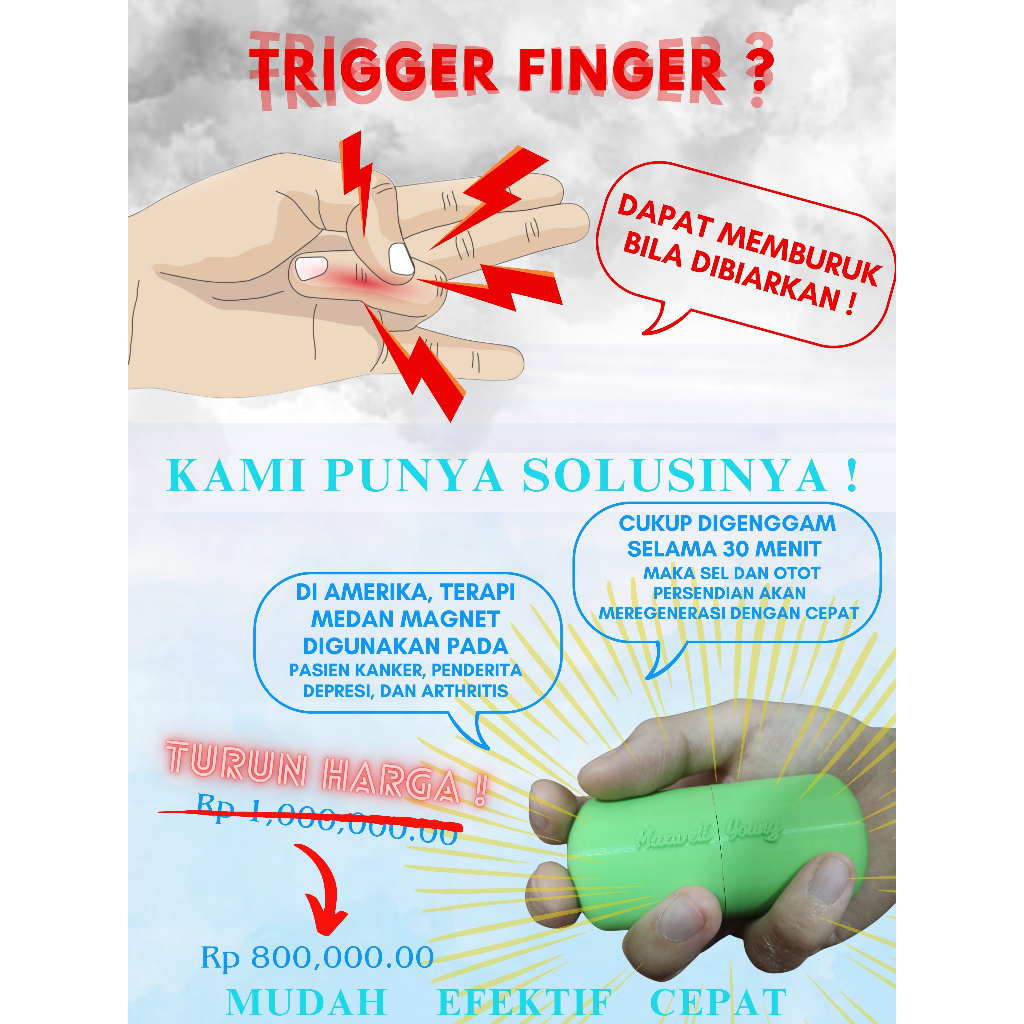 Obat trigger finger, Alat terapi magnet genggam, magnetic therapy tools, kapsul terapi magnet, kapsu