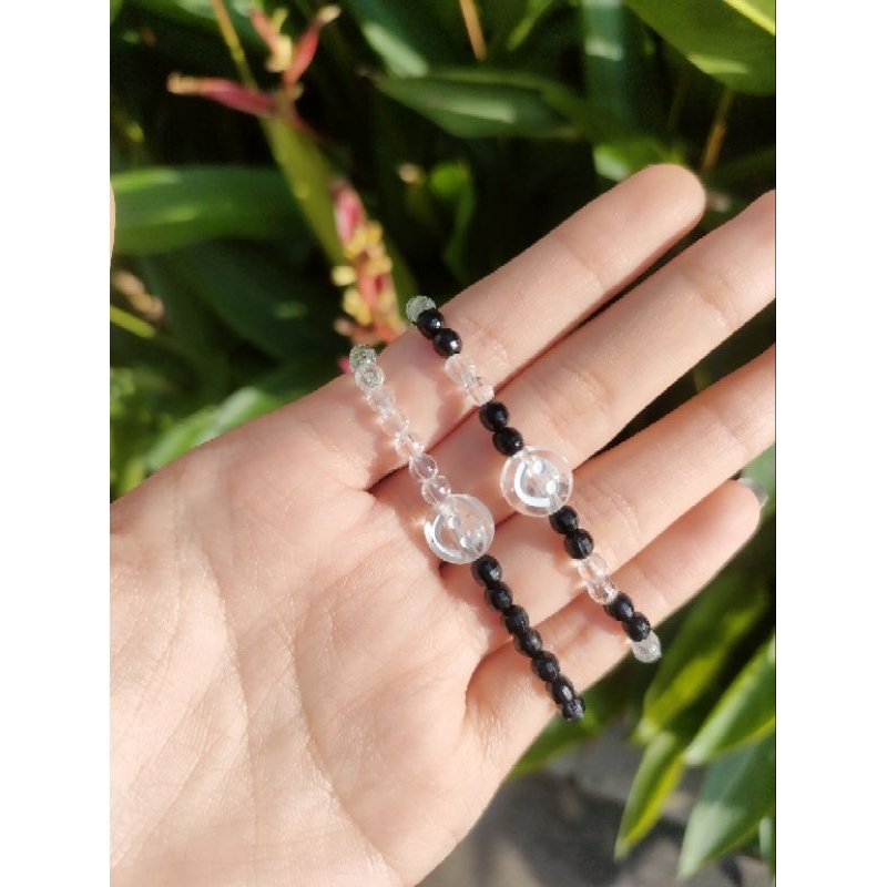 Gelang Manik Smile Monochrom / Gelang Manik - Manik / Gelang Manik Smile / Gelang Manik Hitam Putih 
