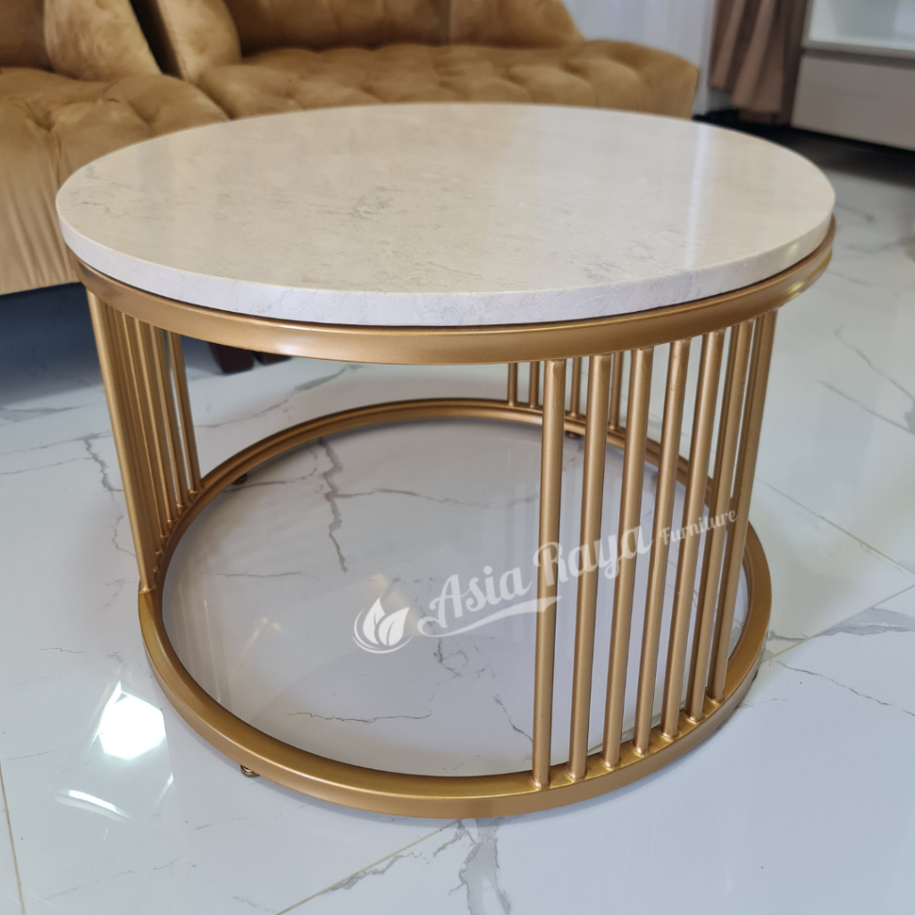 Meja Tamu Bulat Marmer | Meja Kopi Minimalis  | Meja Sofa