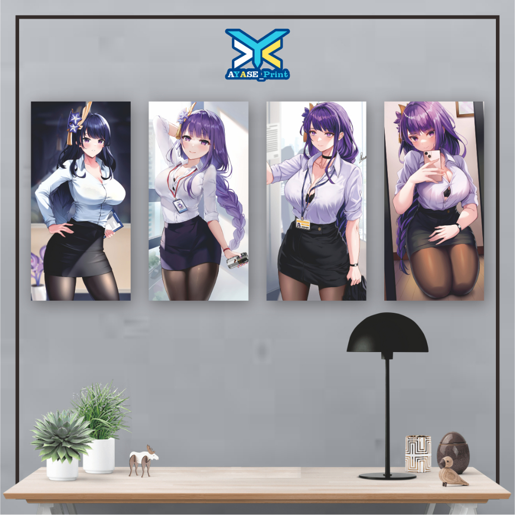 Wall Decor RAIDEN SHOGUN BAAL GENSHIN IMPACT Pajangan Poster Kayu Hiasan Dinding Kamar Tidur Wallpap