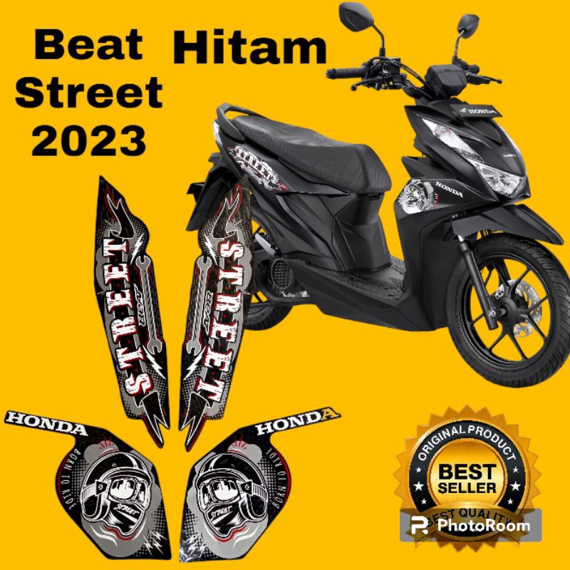 striping honda beat street 2023 hitam, lis body motor beat street 2023 hitam