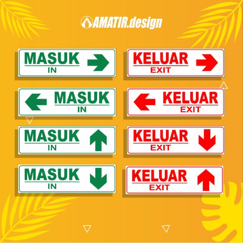 

STIKER MASUK & KELUAR (Bahan Vinyl + Laminasi Glossy Anti Air)