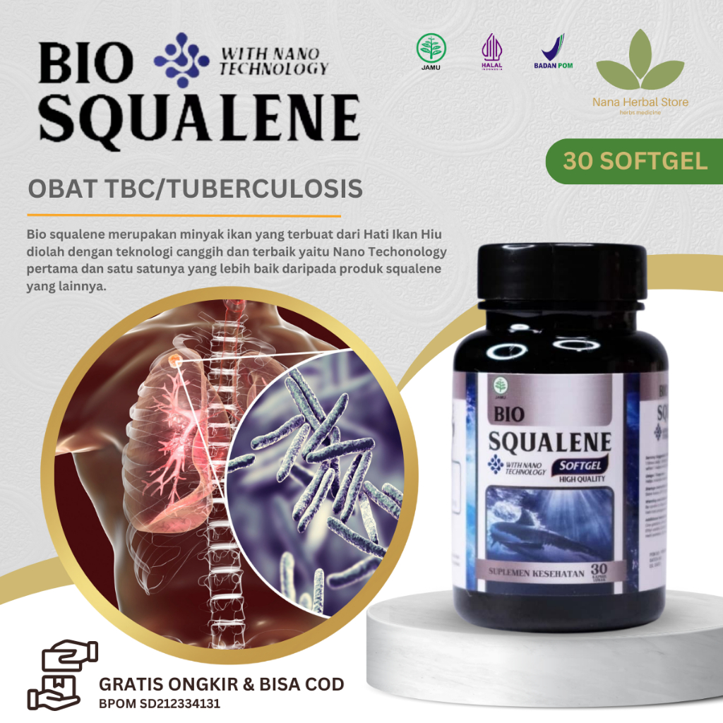 Bio Squalene Minyak Hati Ikan Hiu Suplemen Herbal Tbc, Obat Tbc Herbal, Obat Tb Paru, Obat Tbc Kelen