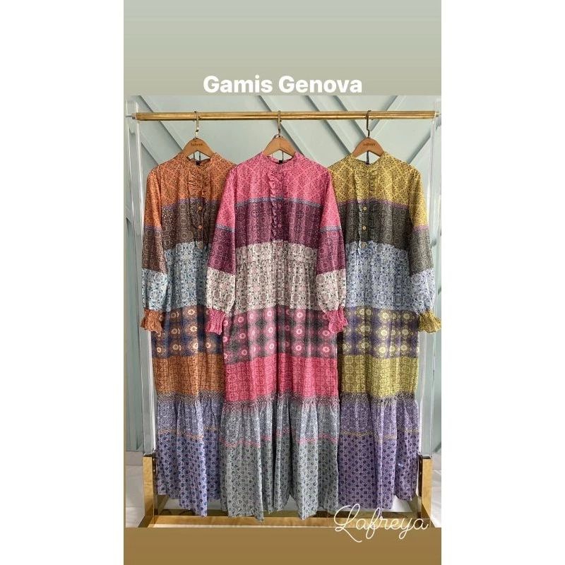 Gamis Lafreya LFY Ori Busui Katun Bolong Katbol Dress Panjang Motif