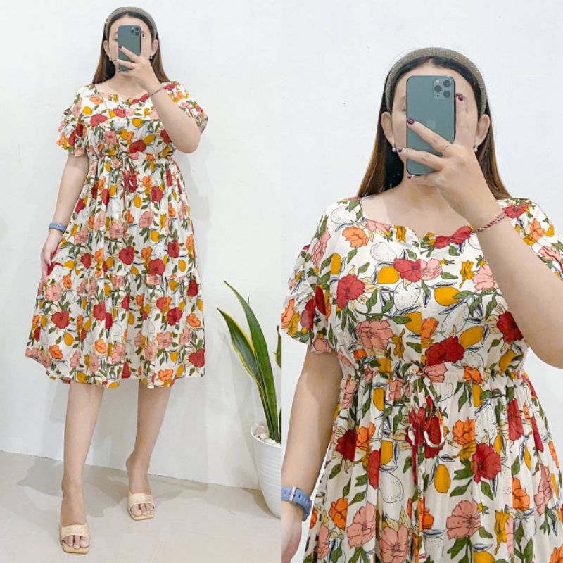 Dress Serut Pinggang/ Dress Busui Serut / Dress Serut Rayon