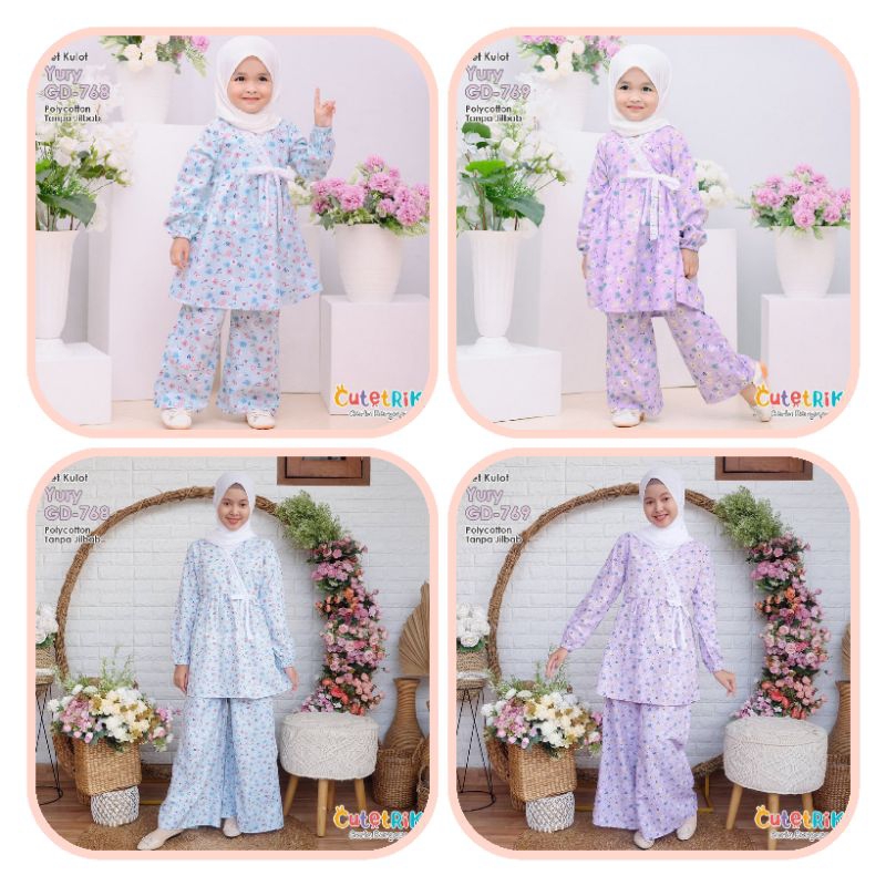 *READY MURAH (1-15th/remaja) Setelan tunik kulot anak katun setelan tunik kulot motif bunga kecil se