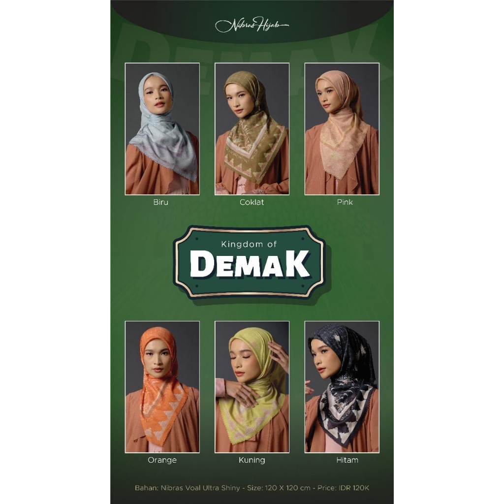 HIJAB SEGIEMPAT NIBRAS 2023 DEMAK SCARVES/ HIJAB SEGIEMPAT MOTIF NIBRAS DEMAK SCARVES