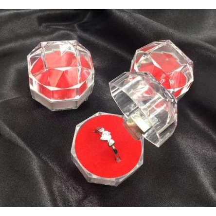 PS Kotak Box Cincin Akrilik – Kotak Perhiasan - Wadah Emas Unik + Busa Tebal PROMO