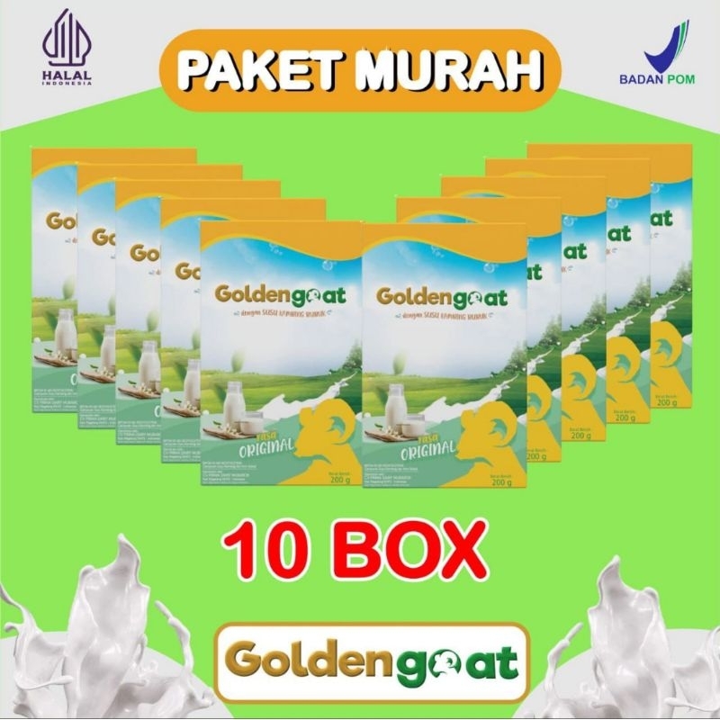 

10 BOX SUSU GOLDEN GOAT ORIGINAL SUMBER MULTIVITAMIN MEMBANTU ATASI MASALAH TULANG DAN SENDI PERNAPASAN DAN MENINGKATKAN KECERDASAN ANAK