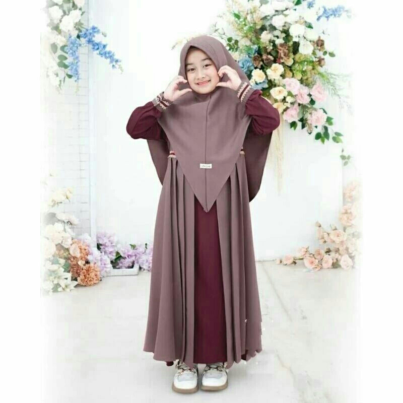 RYANA SYAR'I KIDS +KHIMAR/Gamis anak 4 -14 tahun/Gamis muslim anak tanggung/Gamis pesta anak terbaru