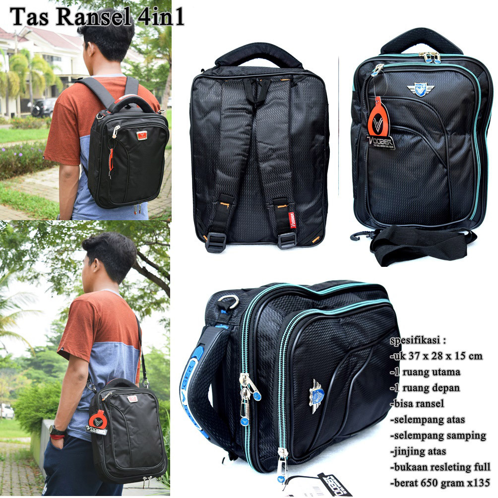 tas kerja / tas laptop pria multifungsi 3in1 water Black
