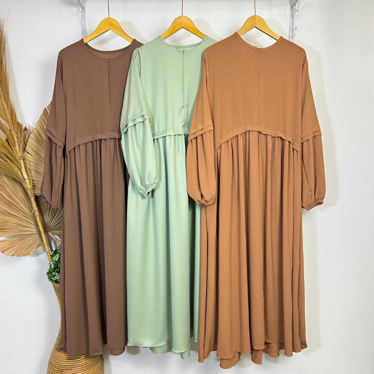 Gamis Polos / Akila Maxi / Bahan  Crinkle / Baju Gamis Tangan Panjang