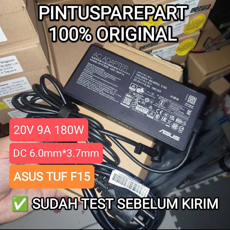(GENUINE PARTS)Casan Adaptor Charger Asus TUF A15 FA506N FA506NC-R5358XT-0 F15 FX517Z 20V 9A 180W DC