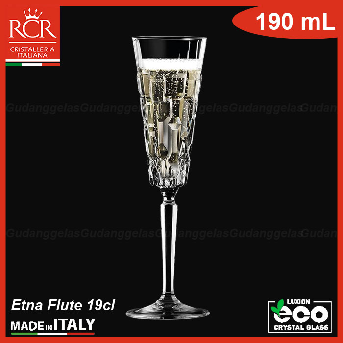 RCR Crystal Glass Etna Flute 19cl/Gelas RCR Crystal/Gelas Kaki Crystal/RCR Gelas Champagne Flute Cry