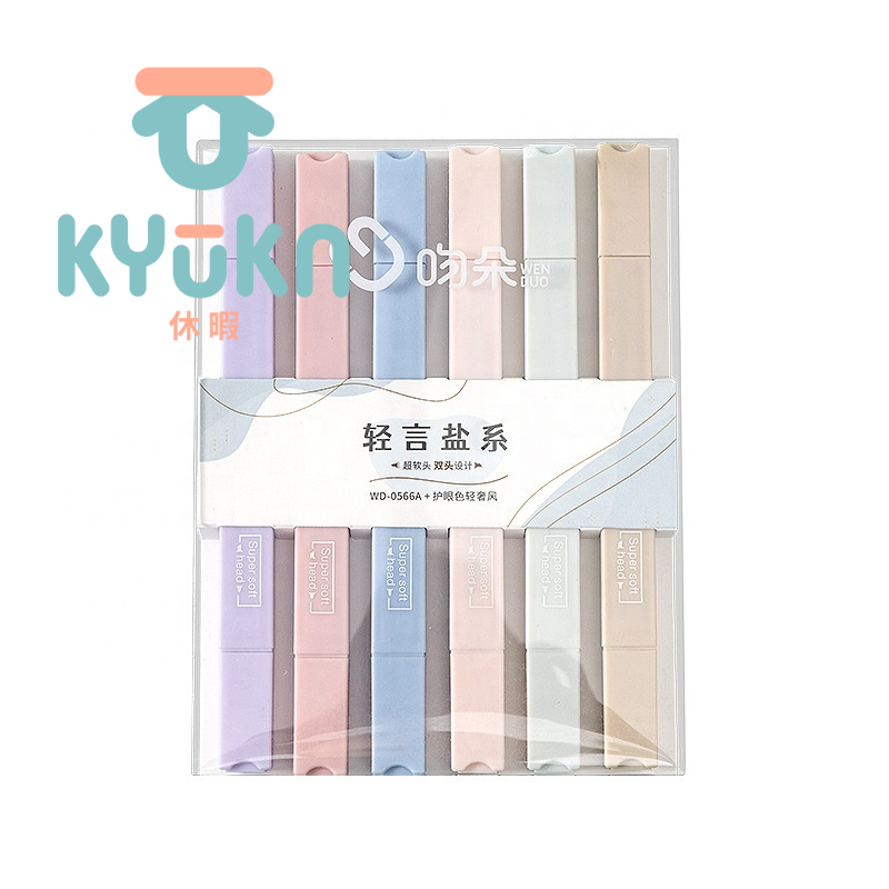 

KYUKA Highlighter Pen set Marker 2 in 1 pastel untuk alat tulis kantor sekolah / set dan satuan