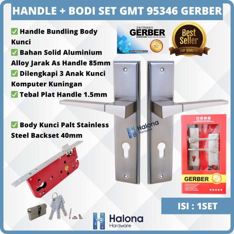 Kunci Set Handle Pintu Besar GMT 95346 Gerber Handle Gagang Pintu 1 Set