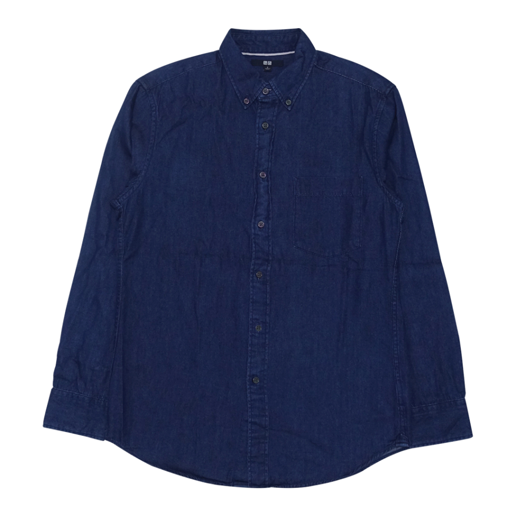 Uniqlo Soft Denim Regular Navy Long Sleeve Shirt