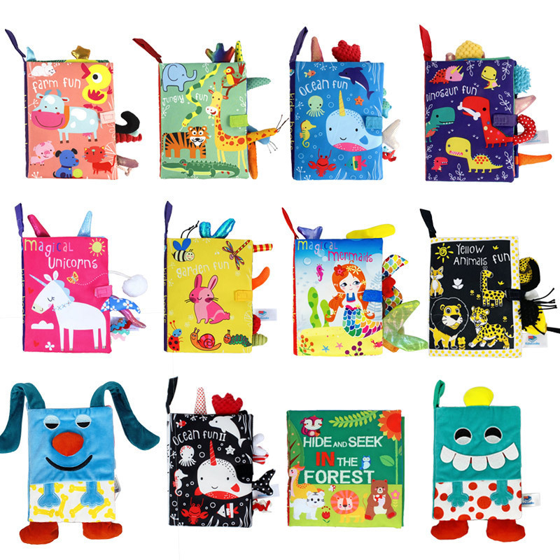 Soft Book Baby Newborn - High Contrast Soft Book - Buku Bantal Bayi - Buku Kain Sensory Bertesktur