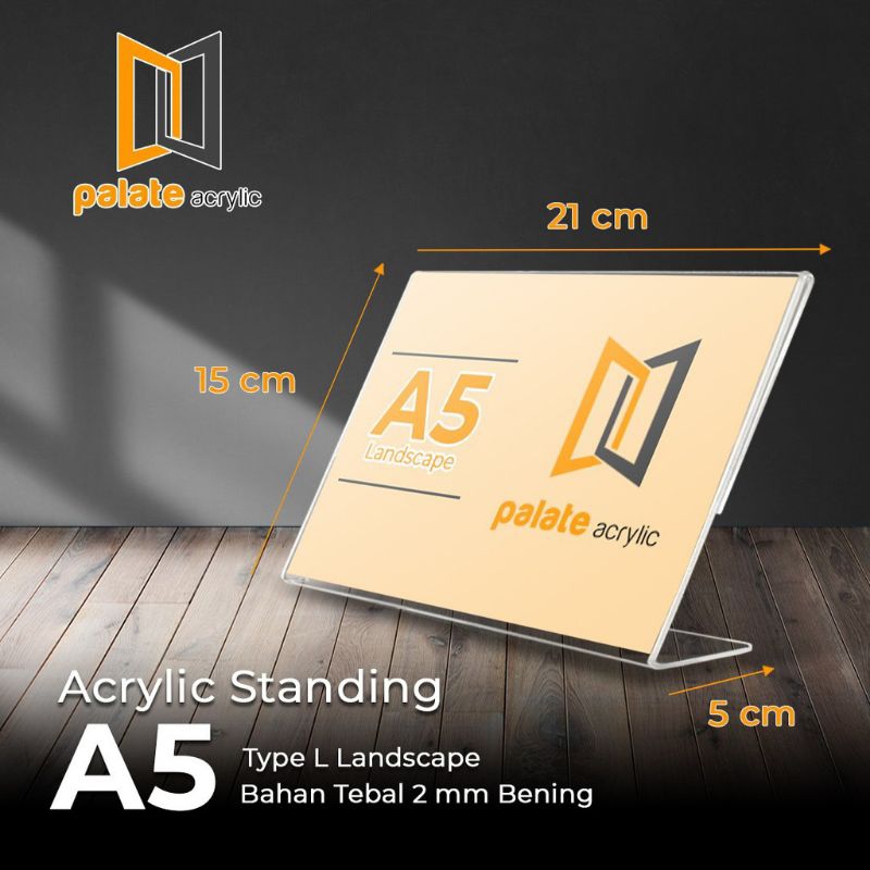 

AKRILIK Brosur A5 LANDSCAPE Satu sisi Model Miring/AKRILIK ACRYLIC STAND MENU