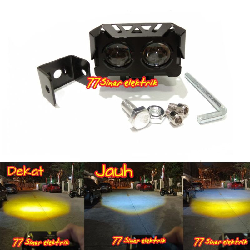 Neo Lampu tembak SQL 2 mata jauh dekat Lampu tembak sorot led D2 laser 2 mata kuning putih