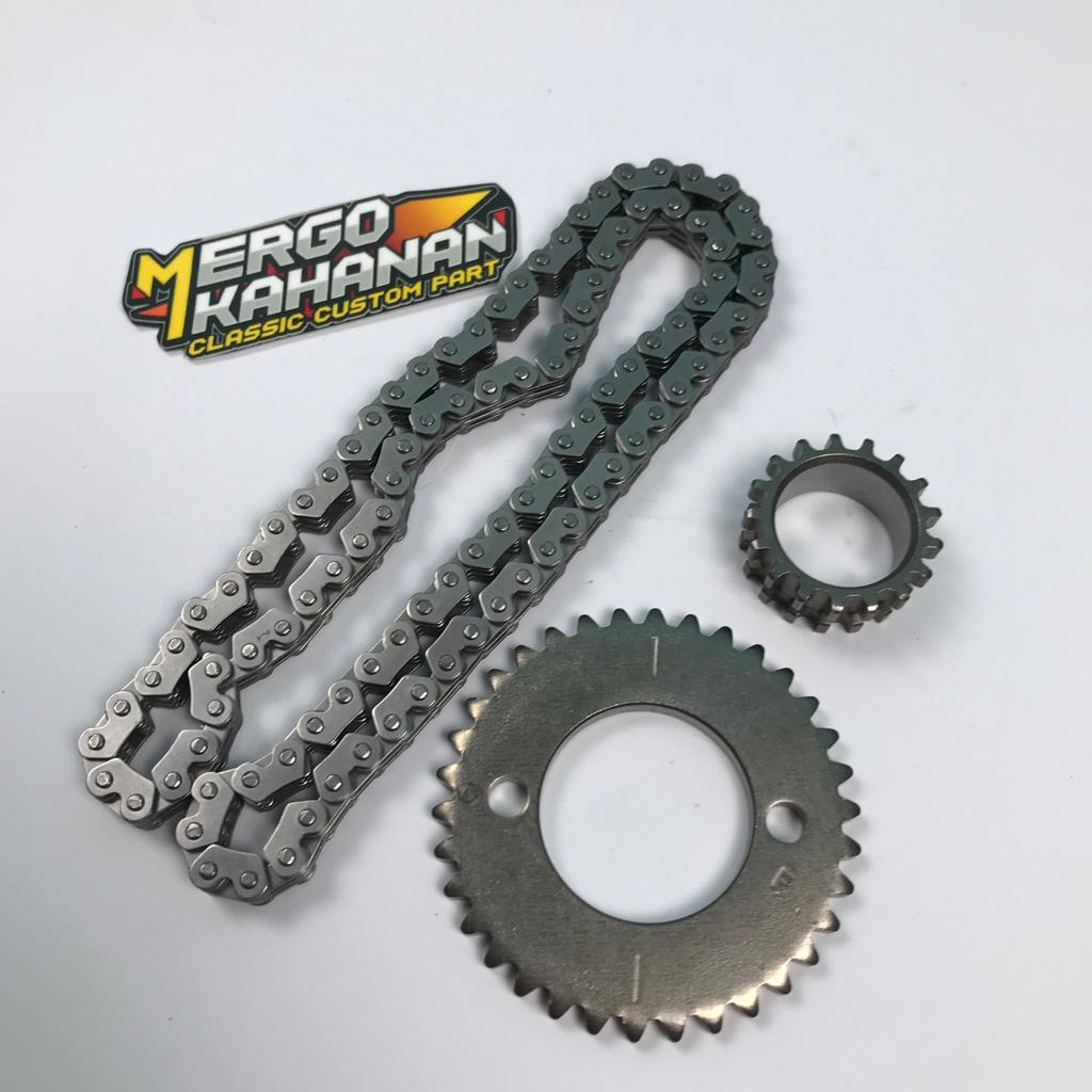 Rantai Kamprat Tiger 4 Lapis Kamprat Rantai Keteng 4 Lapis 100 102 104 Set Gigi atas bawah CB GL MP 