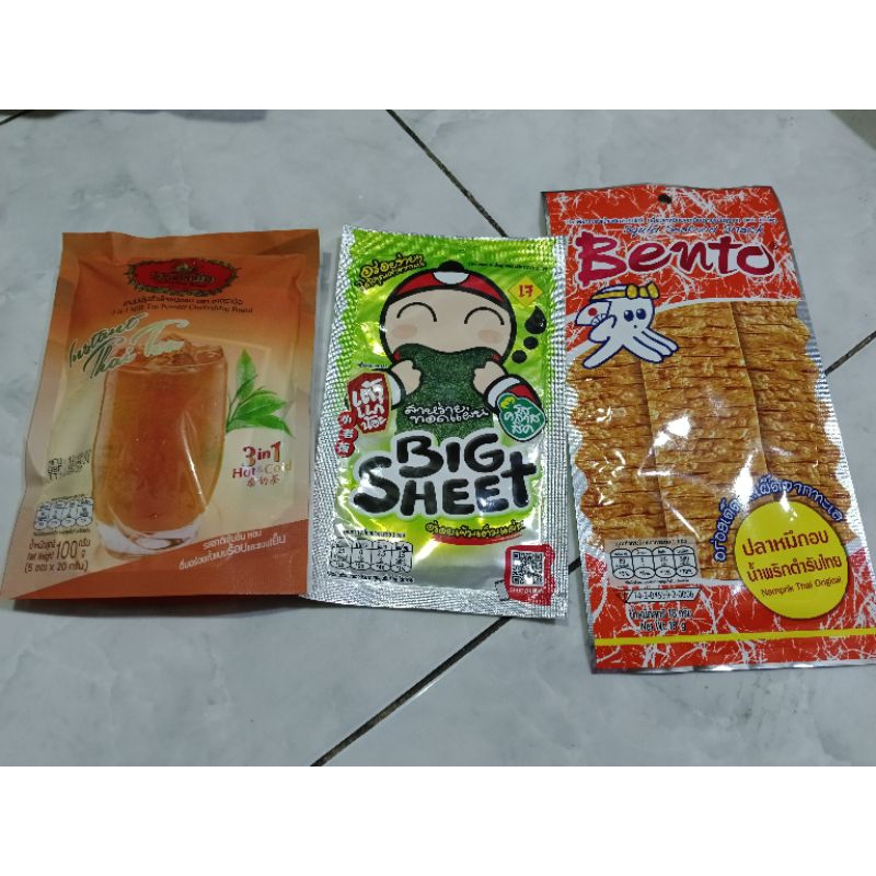 

thai tea, big sheet, bento cumi