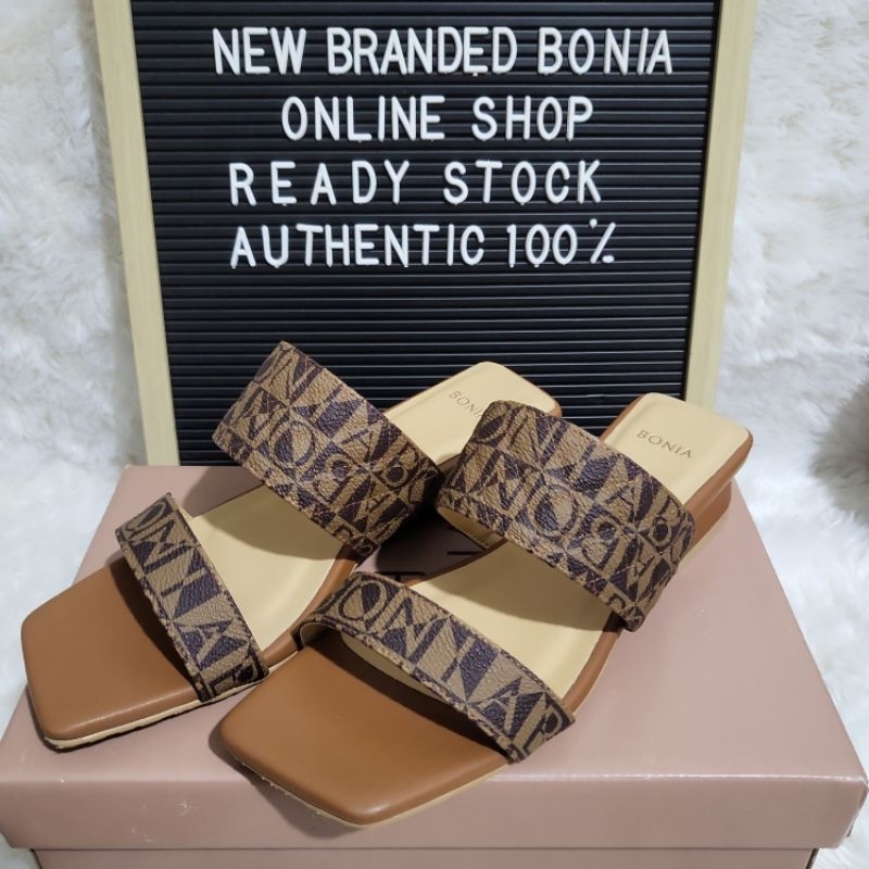sandal bonia original flat shoes monogram 2 tali