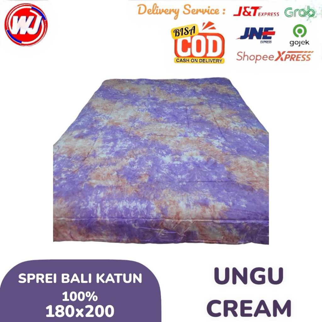 SPREI-BALI KATUN 180X200 CREAM UNGU