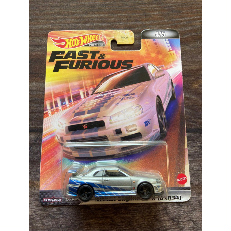 Hotwheels premium NISSAN SKYLINE GT-R (BNR34) Fast & Furious
