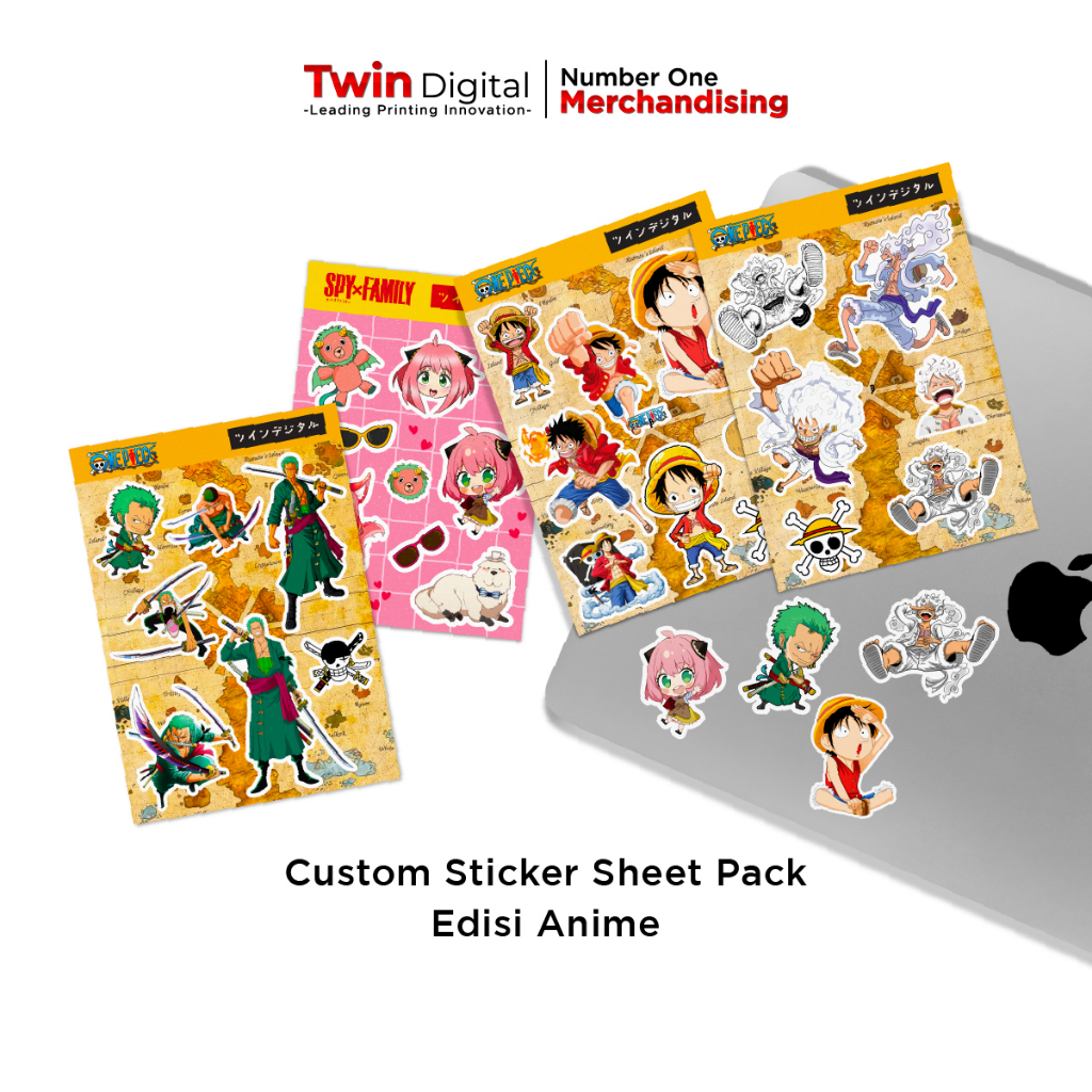 

Twindigital Custom Sticker Sheet Pack Edisi Anime Label DIY Laptop HP - Cetak Stiker Deco Anti Air