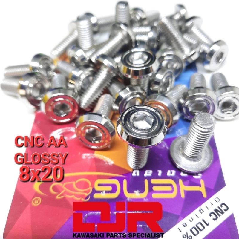 probolt stainless baut 12 8x20 payung HENG CNC AA glossy m8x20 2cm original thailand