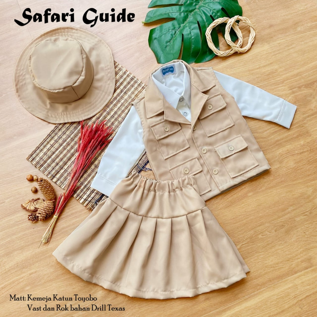 Kostum Safari Guide Plus Topi Setelan Baju Zoo Keeper Fashion Anak Perempuan Foto Bayi Newborn