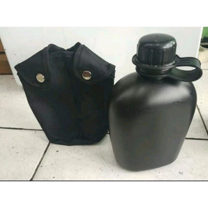 Peples Tempat Minum TNI +Sarung Botol, Hijau&amp;Hitam