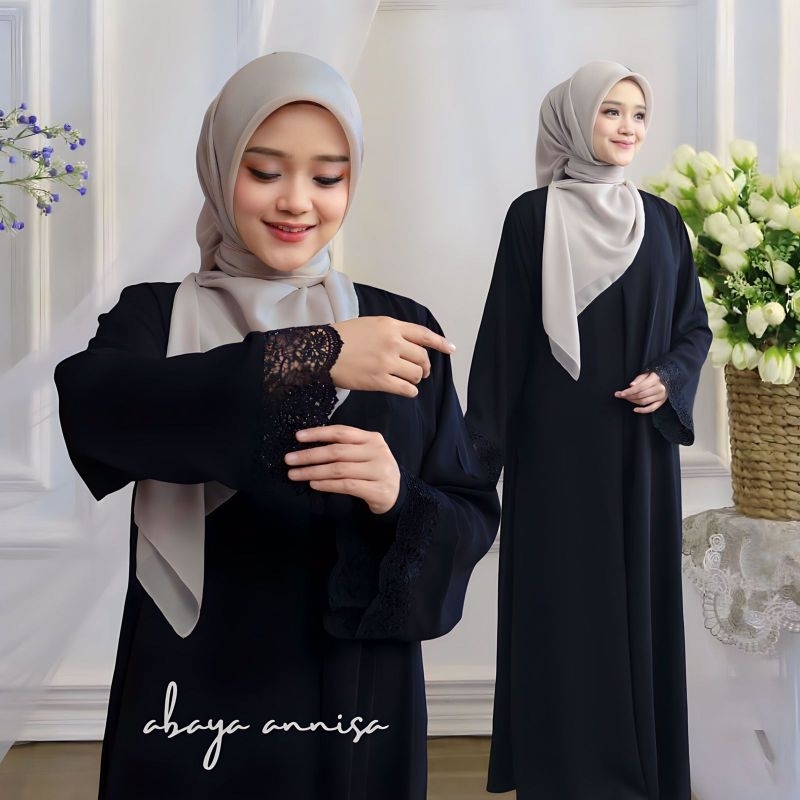 ANISA GAMIS ABAYA HITAM PREMIUM JETBLACK/GAMIS HITAM JUMBO PREMIUM BY RAISA HIJAB