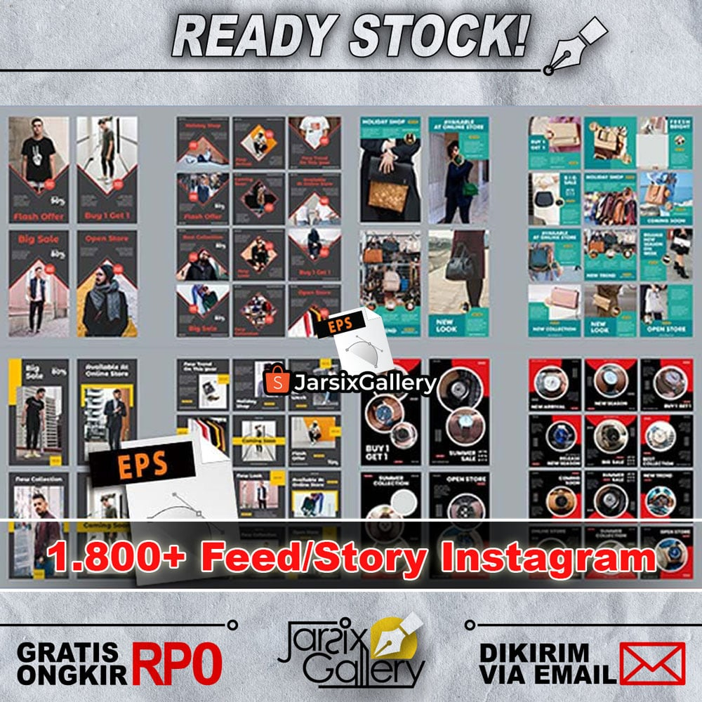 [JarsixGallery] 1800+ Template Design Instagram Feed & Story Format EPS