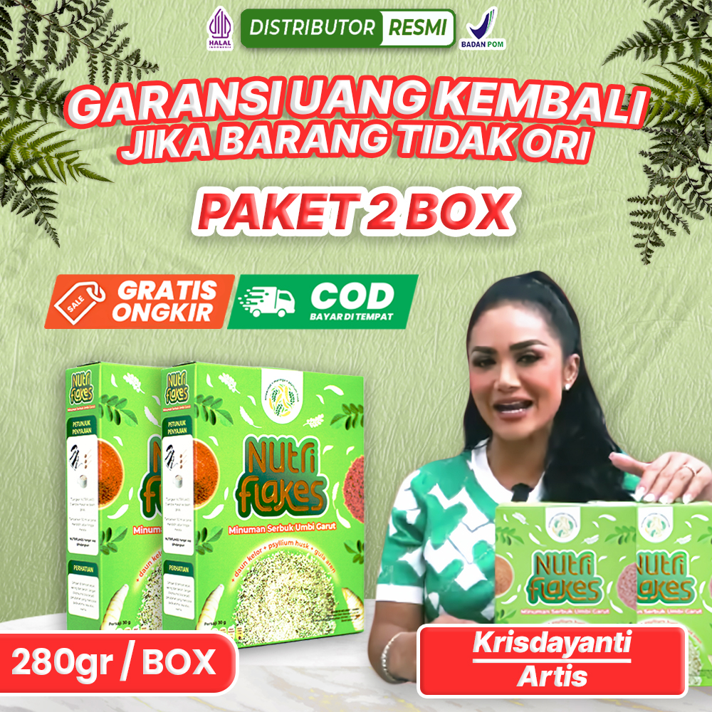 

NUTRIFLAKES PROMO 2 BOX | Sereal Umbi Garut Penuh Serat Pengganti Sarapan Ampuh Jaga Kesehatan Pencernaan dan Cocok Untuk Diet Sehat 280 gr