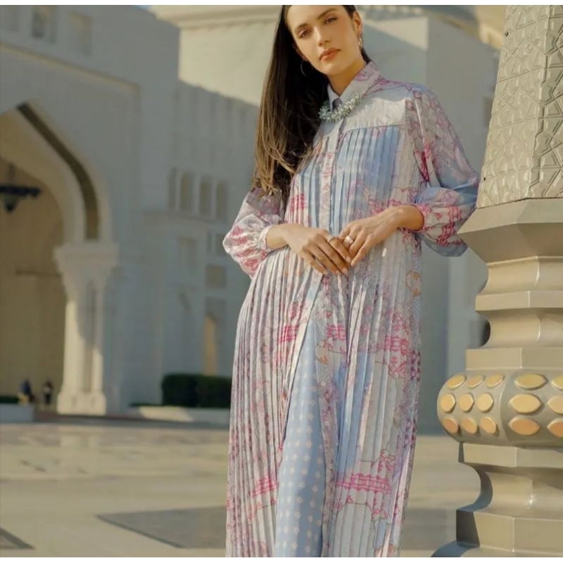 sale benang jarum festive pleated shirt dress