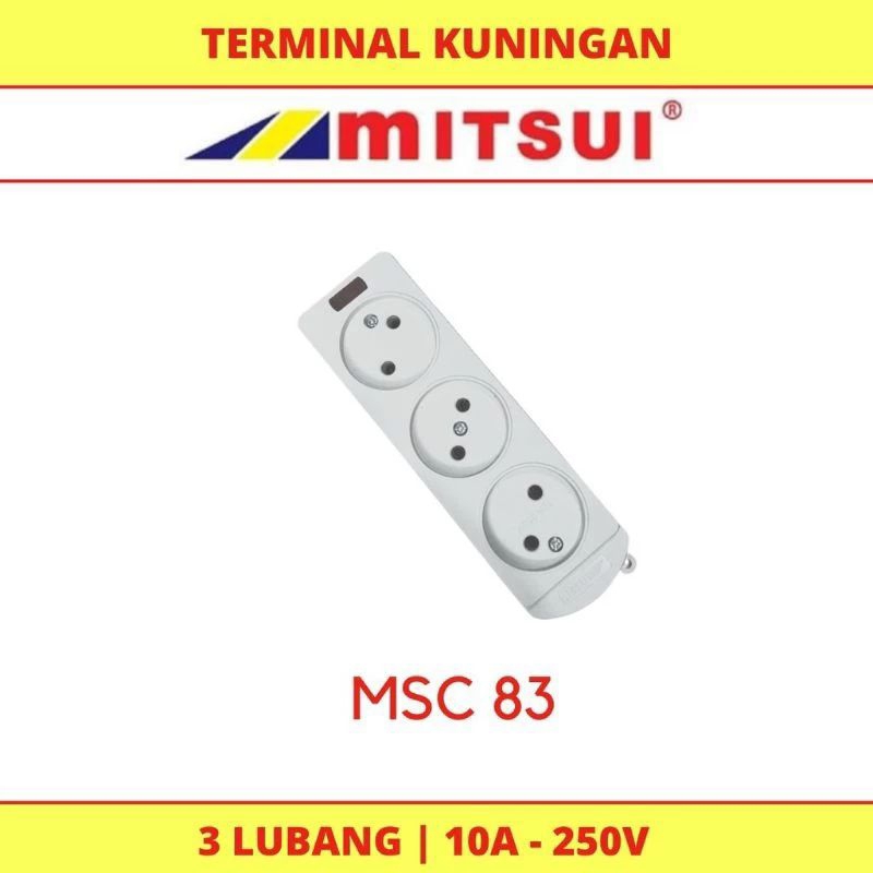 Stop Kontak Mitsui 3 Lubang MSC 083 / Terminal Mutsui 3 L Terminal Kuningan