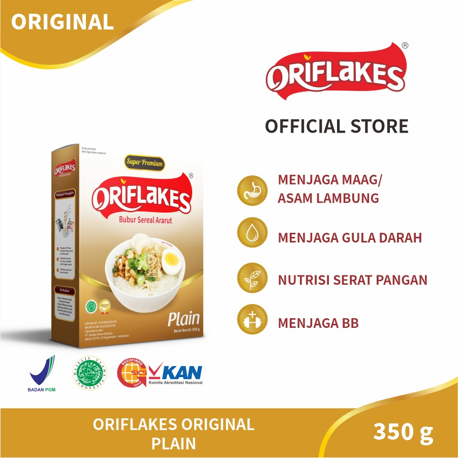 

Oriflakes sereal umbi garut original solusi maag asam Lambung 350 gram-Tawar