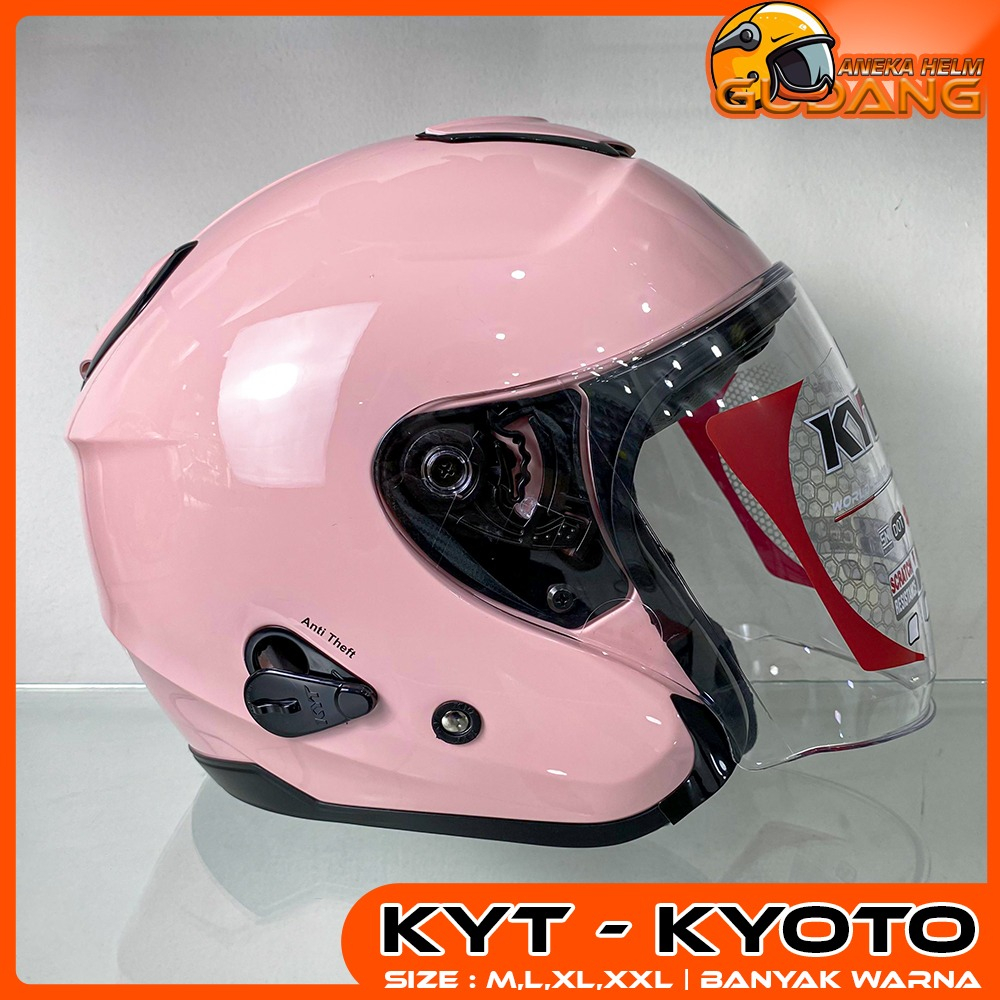 Helm KYT KYOTO R ORIGINAL 100%  Half Face Wanita Pink Peach Premium SNI - GUDANG ANEKA HELM