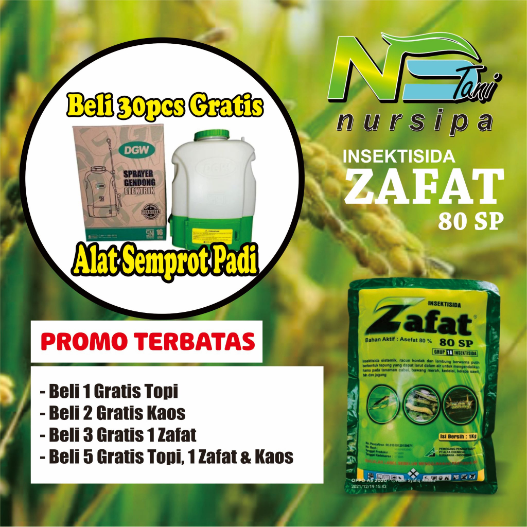 INSEKTISIDA ZAFAT 80SP 1KG B.A/ASEFAT/PROMO GROSIR/FUNGISIDA/NATIVO/JOKER/DAFAT/AMISTARTOP/ABACEL/EM
