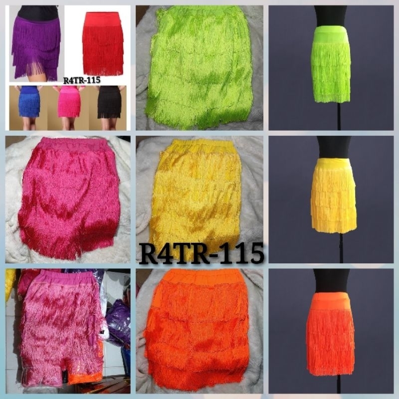 Rok Rumbai 4T (B) Rok Line Dance Belly Dance Salsa Latin Kostum Model rata / lurus Import  Terlaris 
