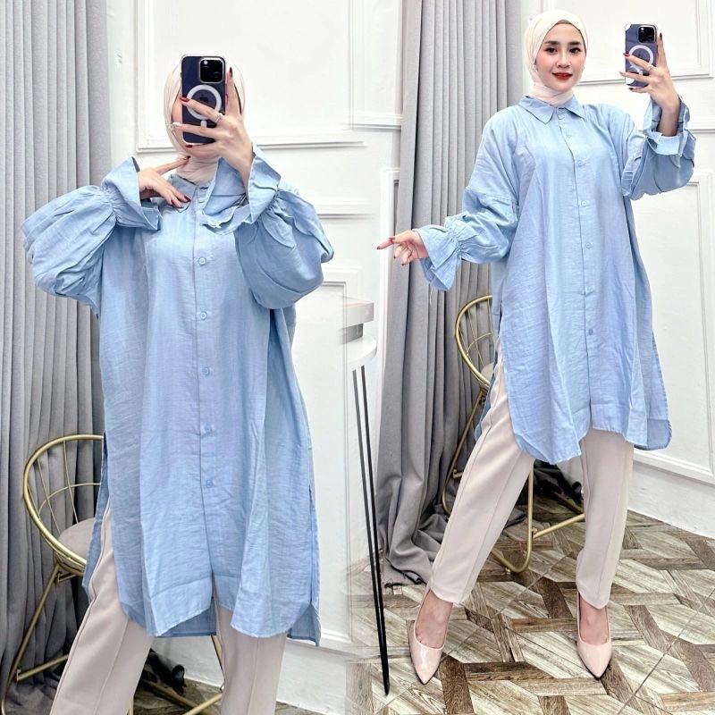ZR SLIT TUNIK - Aqila Slit Tunik Belah Samping Long Jumbo Wanita