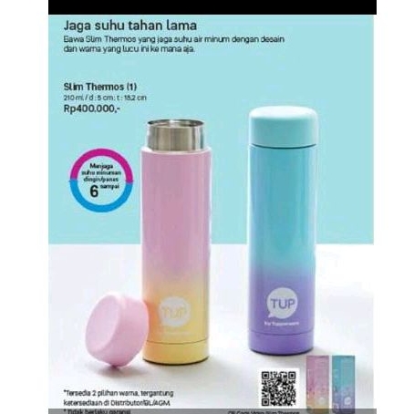 SLIM TERMOS 210ML TUPPERWARE ORI READY BIRU
