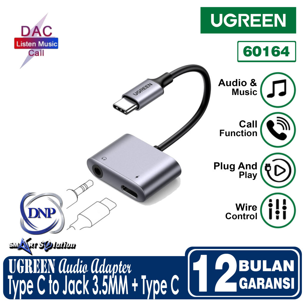 UGREEN Audio Adapter Converter Splitter Type C to Type C + Jack 3.5mm